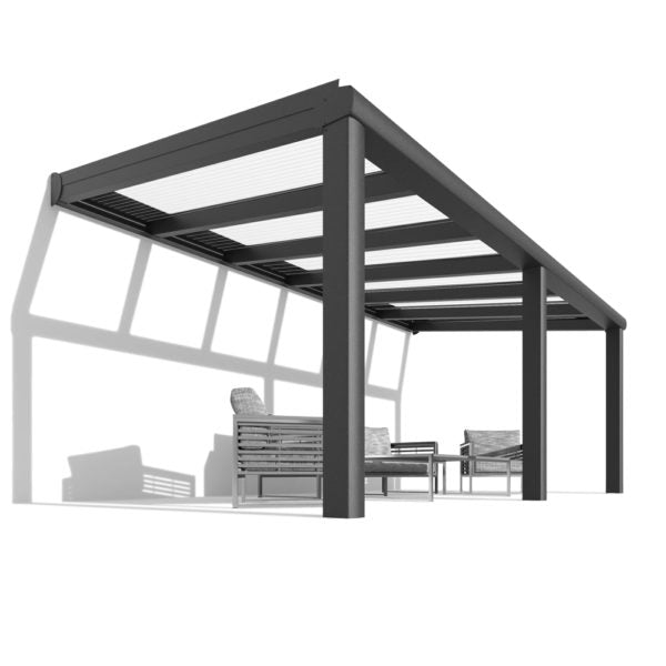 Premium Anthrazit Terrassenüberdachung Alu NOBELline mit Stegplatten 16mm klar/farblos - Bild 2