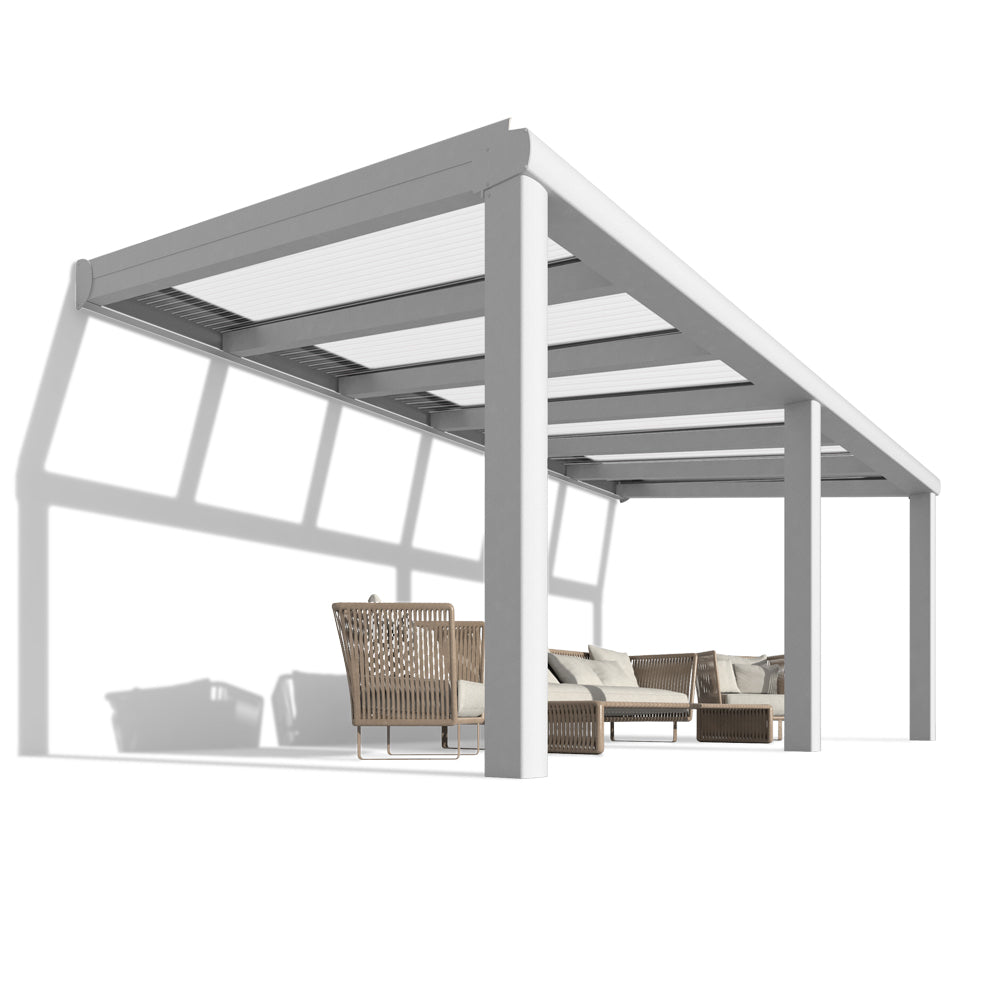 Terrassenüberdachung Premium Weiß Alu mit Stegplatten 16mm klar/farblos - e-stegplatten