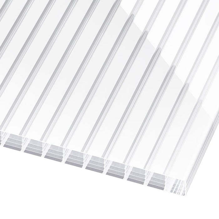 Doppelstegplatten 16mm Polycarbonat gestreift klar/weiß