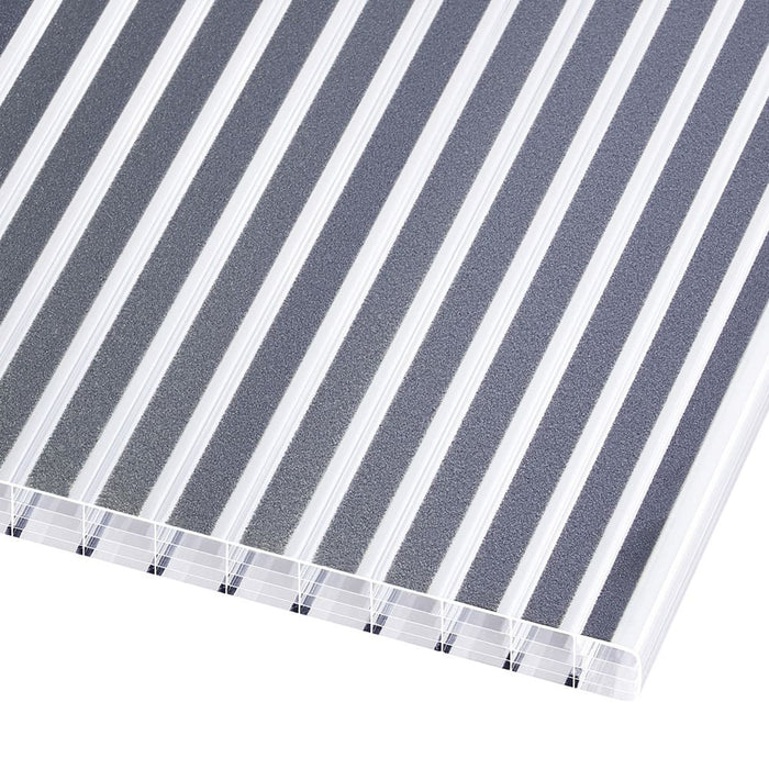 Doppelstegplatten 16mm Polycarbonat gestreift klar/anthrazit