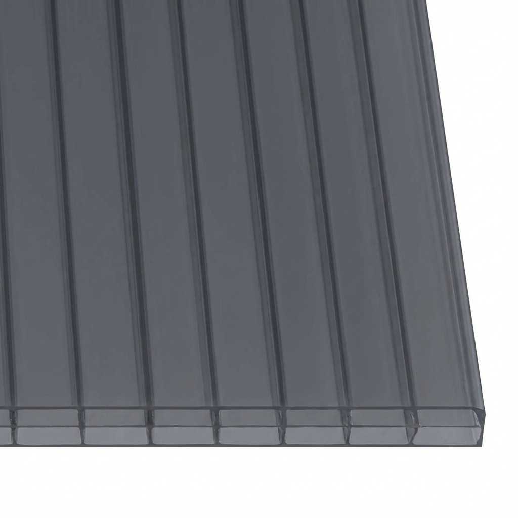 Doppelstegplatten 16mm Polycarbonat 3-Fach Struktur graphit/anthrazit - e-stegplatten