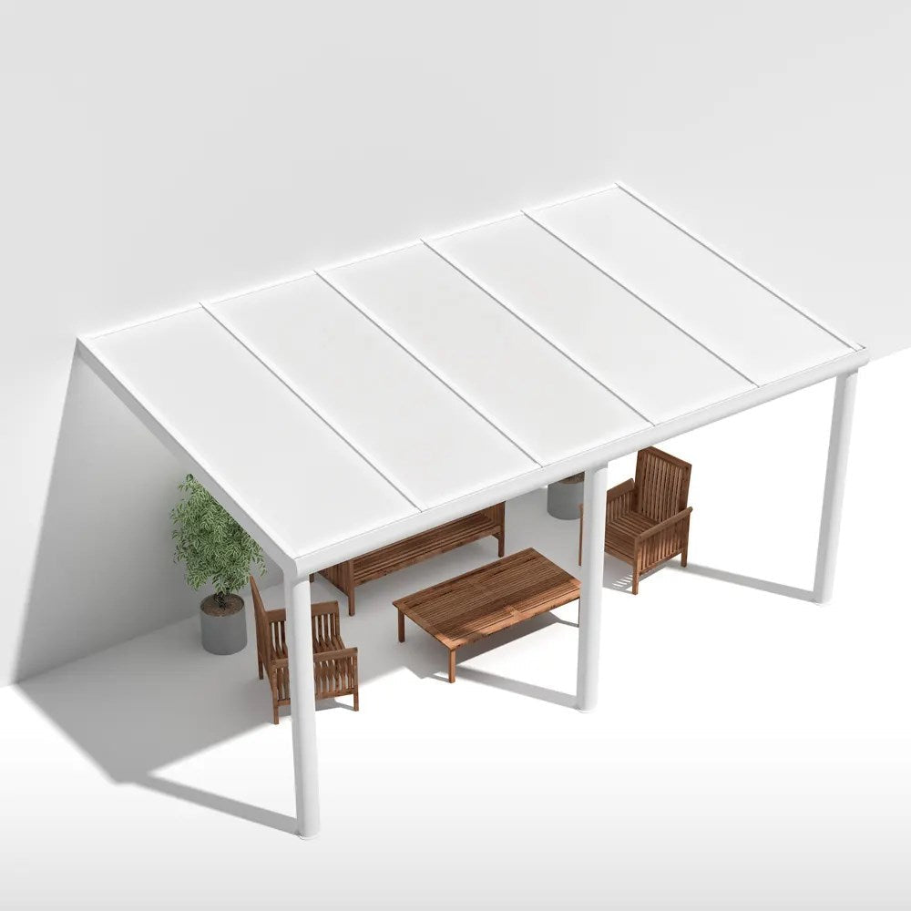Terrassendach Alu weiß mit 8mm VSG Glas opal/milchig - Hauptbild | Glassystem für Außenbereich
