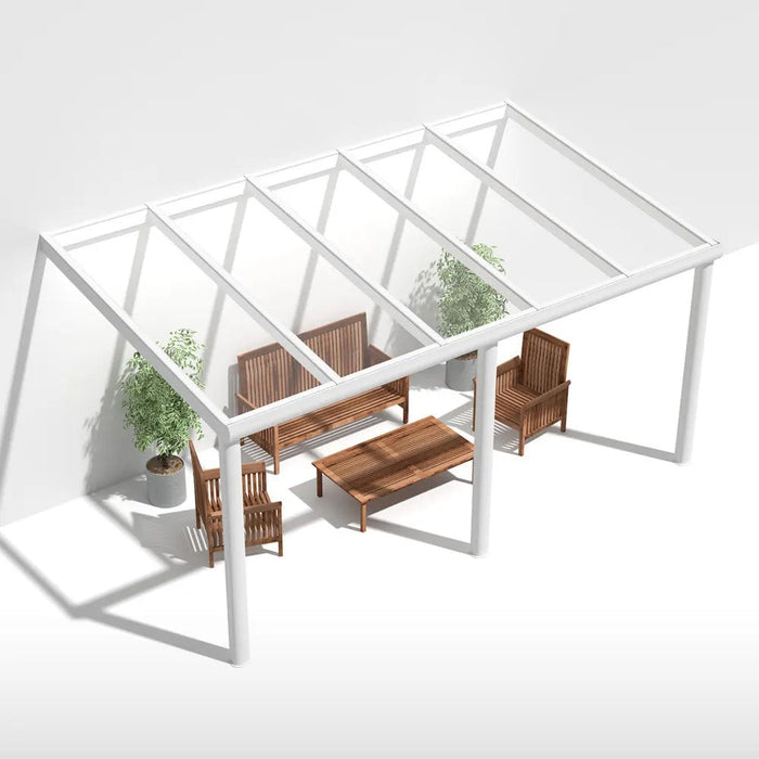 Terrassendach Alu weiß mit 8mm VSG Glas klar/farblos