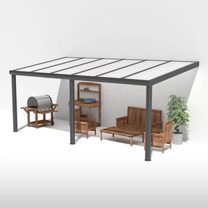 Terrassendach Alu Anthrazit mit 8mm VSG Glas opal/milchig