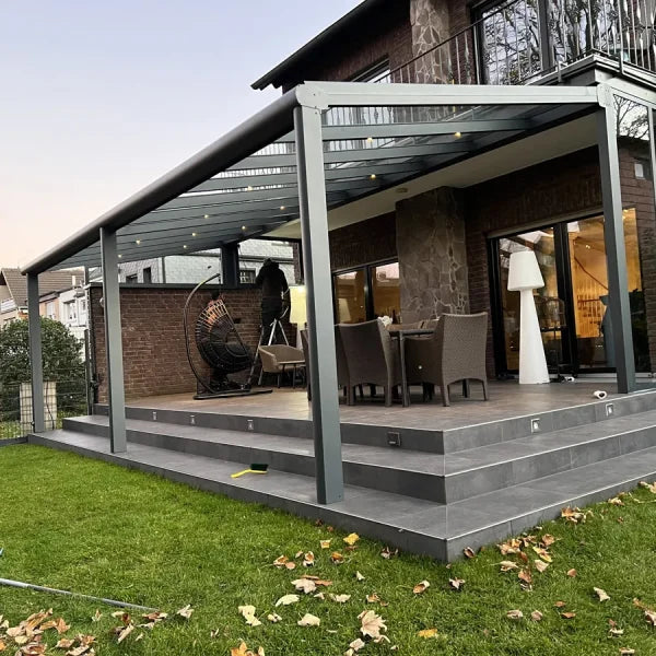 Premium Anthrazit Terrassenüberdachung Alu NOBELline mit Stegplatten 16mm anthrazit/graphit - Bild 4