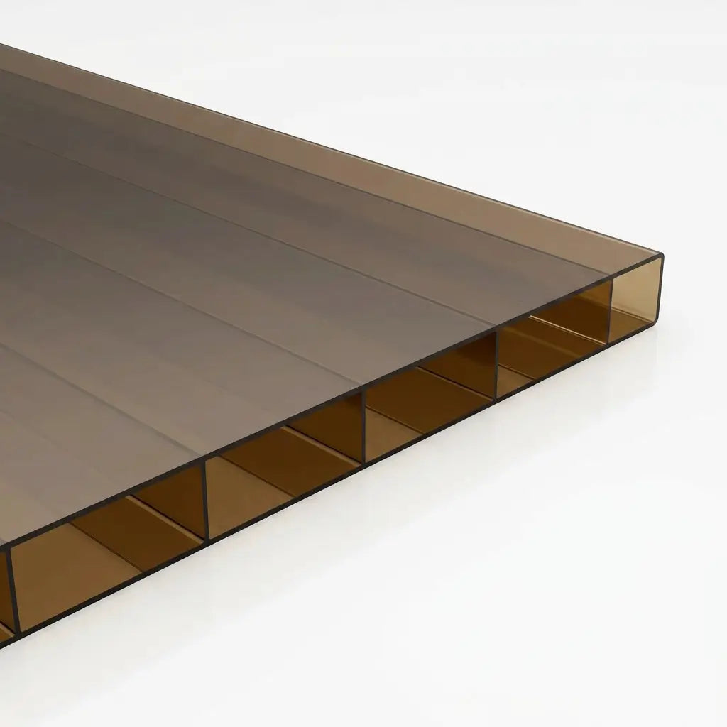Doppelstegplatten aus 16mm Bronze-Acrylglas von e-Stegplatten, transparenter Doppelsteg für Glasysteme, langlebig und wetterbeständig