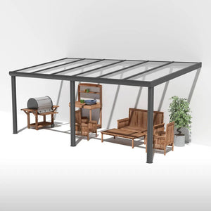 Terrassendach Alu Anthrazit mit 8mm VSG Glas klar/farblos