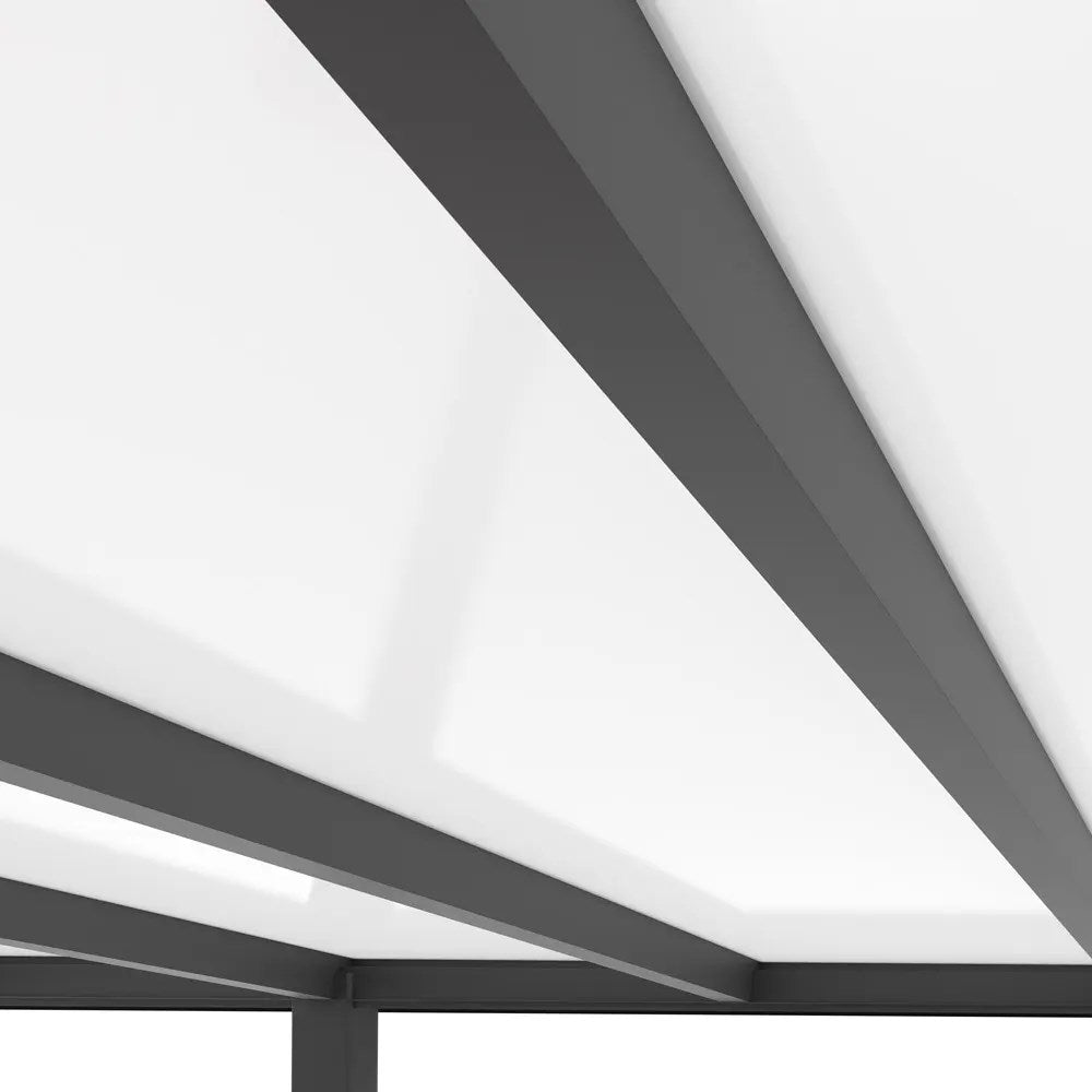 Terrassendach Alu Anthrazit mit 8mm VSG Glas opal/milchig - weitere Ansicht | Glassystem für Außenbereich